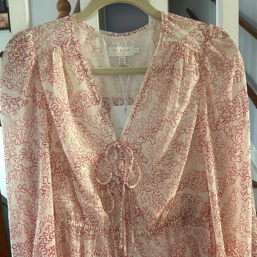Ted Baker red and cream floral top